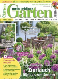Titelbild der Ausgabe 4/2025 von Mein schöner Garten. Diese Zeitschrift und viele weitere Gartenzeitschriften und Wohnzeitschriften als Abo oder epaper bei United Kiosk online kaufen.