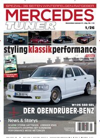 Titelbild der Ausgabe 1/2026 von Mercedes Tuner. Diese Zeitschrift und viele weitere Automagazine und Motorradzeitschriften als Abo oder epaper bei United Kiosk online kaufen.