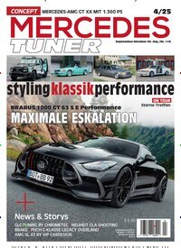 Titelbild der Ausgabe 4/2025 von Mercedes Tuner. Diese Zeitschrift und viele weitere Automagazine und Motorradzeitschriften als Abo oder epaper bei United Kiosk online kaufen.