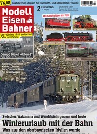 Titelbild der Ausgabe 2/2026 von Modelleisenbahner. Diese Zeitschrift und viele weitere Reisemagazine, Freizeitmagazine und Wissensmagazine als Abo oder epaper bei United Kiosk online kaufen.