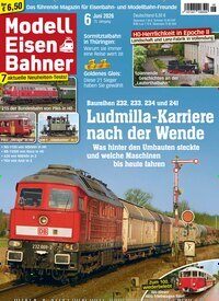 Titelbild der Ausgabe 6/2026 von Modelleisenbahner. Diese Zeitschrift und viele weitere Reisemagazine, Freizeitmagazine und Wissensmagazine als Abo oder epaper bei United Kiosk online kaufen.