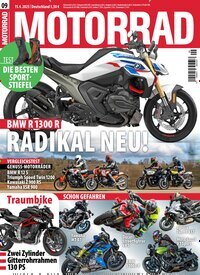 Titelbild der Ausgabe 9/2025 von Motorrad. Diese Zeitschrift und viele weitere Automagazine und Motorradzeitschriften als Abo oder epaper bei United Kiosk online kaufen.