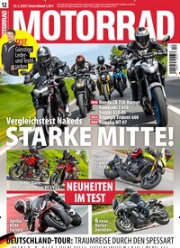 Titelbild der Ausgabe 12/2025 von Motorrad. Diese Zeitschrift und viele weitere Automagazine und Motorradzeitschriften als Abo oder epaper bei United Kiosk online kaufen.
