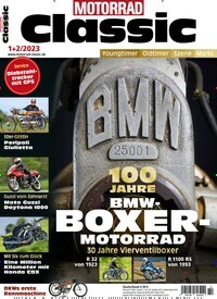 Titelbild der Ausgabe 2/2023 von Motorrad Classic. Diese Zeitschrift und viele weitere Automagazine und Motorradzeitschriften als Abo oder epaper bei United Kiosk online kaufen.