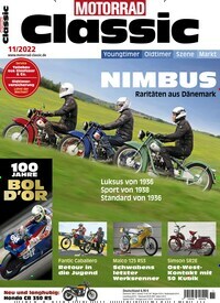 Titelbild der Ausgabe 11/2022 von Motorrad Classic. Diese Zeitschrift und viele weitere Automagazine und Motorradzeitschriften als Abo oder epaper bei United Kiosk online kaufen.