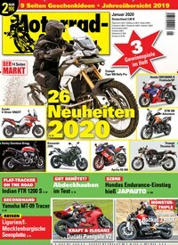 Titelbild der Ausgabe 1/2020 von Motorrad News. Diese Zeitschrift und viele weitere Automagazine und Motorradzeitschriften als Abo oder epaper bei United Kiosk online kaufen.