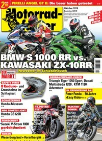 Titelbild der Ausgabe 10/2019 von Motorrad News. Diese Zeitschrift und viele weitere Automagazine und Motorradzeitschriften als Abo oder epaper bei United Kiosk online kaufen.