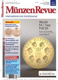 Titelbild der Ausgabe 1/2026 von Münzen Revue. Diese Zeitschrift und viele weitere Reisemagazine, Freizeitmagazine und Wissensmagazine als Abo oder epaper bei United Kiosk online kaufen.