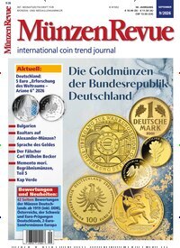 Titelbild der Ausgabe 9/2026 von Münzen Revue. Diese Zeitschrift und viele weitere Reisemagazine, Freizeitmagazine und Wissensmagazine als Abo oder epaper bei United Kiosk online kaufen.