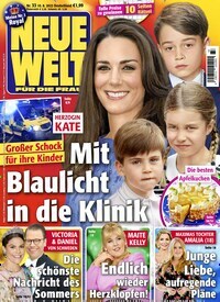 Titelbild der Ausgabe 33/2022 von Neue Welt. Diese Zeitschrift und viele weitere Frauenzeitschriften als Abo oder epaper bei United Kiosk online kaufen.