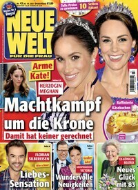 Titelbild der Ausgabe 43/2021 von Neue Welt. Diese Zeitschrift und viele weitere Frauenzeitschriften als Abo oder epaper bei United Kiosk online kaufen.