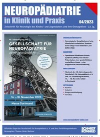 Titelbild der Ausgabe 4/2023 von Neuropädiatrie in Klinik und Praxis. Diese Zeitschrift und viele weitere Pflegezeitschriften und medizinische Fachzeitschriften als Abo oder epaper bei United Kiosk online kaufen.