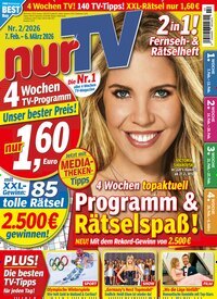 Titelbild der Ausgabe 2/2026 von nurTV. Diese Zeitschrift und viele weitere Programmzeitschriften als Abo oder epaper bei United Kiosk online kaufen.