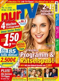 Titelbild der Ausgabe 11/2025 von nurTV. Diese Zeitschrift und viele weitere Programmzeitschriften als Abo oder epaper bei United Kiosk online kaufen.