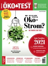 Titelbild der Ausgabe 1/2021 von ÖKO-TEST Magazin. Diese Zeitschrift und viele weitere Wirtschaftsmagazine und Politikmagazine als Abo oder epaper bei United Kiosk online kaufen.