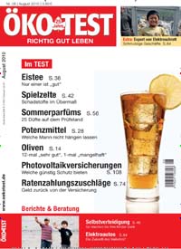 Titelbild der Ausgabe 8/2010 von ÖKO-TEST Magazin. Diese Zeitschrift und viele weitere Wirtschaftsmagazine und Politikmagazine als Abo oder epaper bei United Kiosk online kaufen.