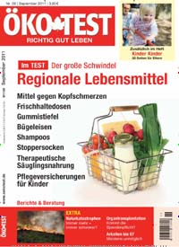 Titelbild der Ausgabe 9/2011 von ÖKO-TEST Magazin. Diese Zeitschrift und viele weitere Wirtschaftsmagazine und Politikmagazine als Abo oder epaper bei United Kiosk online kaufen.