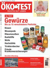 Titelbild der Ausgabe 10/2011 von ÖKO-TEST Magazin. Diese Zeitschrift und viele weitere Wirtschaftsmagazine und Politikmagazine als Abo oder epaper bei United Kiosk online kaufen.