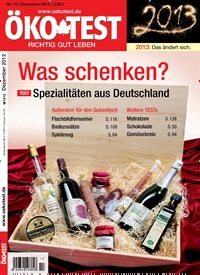 Titelbild der Ausgabe 12/2012 von ÖKO-TEST Magazin. Diese Zeitschrift und viele weitere Wirtschaftsmagazine und Politikmagazine als Abo oder epaper bei United Kiosk online kaufen.