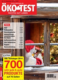 Titelbild der Ausgabe 12/2014 von ÖKO-TEST Magazin. Diese Zeitschrift und viele weitere Wirtschaftsmagazine und Politikmagazine als Abo oder epaper bei United Kiosk online kaufen.