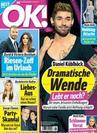 Titelbild der Ausgabe 46/2018 von OK!. Diese Zeitschrift und viele weitere Lifestylemagazine und Peoplemagazine als Abo oder epaper bei United Kiosk online kaufen.