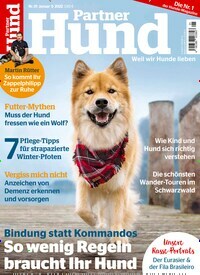 Titelbild der Ausgabe 1/2022 von Partner Hund. Diese Zeitschrift und viele weitere Elternzeitschriften und Tierzeitschriften als Abo oder epaper bei United Kiosk online kaufen.