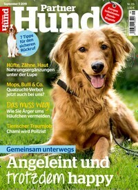 Titelbild der Ausgabe 9/2019 von Partner Hund. Diese Zeitschrift und viele weitere Elternzeitschriften und Tierzeitschriften als Abo oder epaper bei United Kiosk online kaufen.