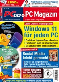 Titelbild der Ausgabe 8/2025 von PC Magazin. Diese Zeitschrift und viele weitere Computerzeitschriften, Tabletmagazine und Smartphonemagazine als Abo oder epaper bei United Kiosk online kaufen.