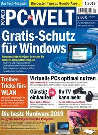 Titelbild der Ausgabe 1/2019 von PC Welt. Diese Zeitschrift und viele weitere Computerzeitschriften, Tabletmagazine und Smartphonemagazine als Abo oder epaper bei United Kiosk online kaufen.