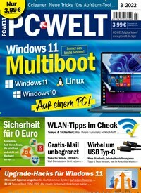 Titelbild der Ausgabe 3/2022 von PC Welt. Diese Zeitschrift und viele weitere Computerzeitschriften, Tabletmagazine und Smartphonemagazine als Abo oder epaper bei United Kiosk online kaufen.
