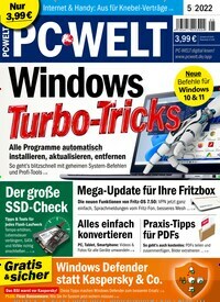 Titelbild der Ausgabe 5/2022 von PC Welt. Diese Zeitschrift und viele weitere Computerzeitschriften, Tabletmagazine und Smartphonemagazine als Abo oder epaper bei United Kiosk online kaufen.