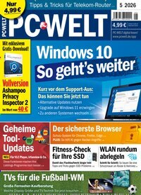 Titelbild der Ausgabe 5/2026 von PC Welt. Diese Zeitschrift und viele weitere Computerzeitschriften, Tabletmagazine und Smartphonemagazine als Abo oder epaper bei United Kiosk online kaufen.