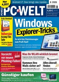 Titelbild der Ausgabe 8/2026 von PC Welt. Diese Zeitschrift und viele weitere Computerzeitschriften, Tabletmagazine und Smartphonemagazine als Abo oder epaper bei United Kiosk online kaufen.