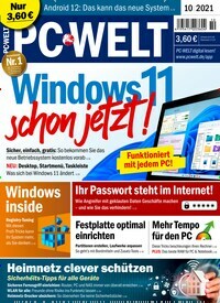Titelbild der Ausgabe 10/2021 von PC Welt. Diese Zeitschrift und viele weitere Computerzeitschriften, Tabletmagazine und Smartphonemagazine als Abo oder epaper bei United Kiosk online kaufen.