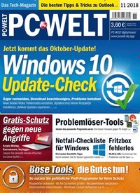 Titelbild der Ausgabe 11/2018 von PC Welt. Diese Zeitschrift und viele weitere Computerzeitschriften, Tabletmagazine und Smartphonemagazine als Abo oder epaper bei United Kiosk online kaufen.
