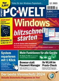 Titelbild der Ausgabe 12/2023 von PC Welt. Diese Zeitschrift und viele weitere Computerzeitschriften, Tabletmagazine und Smartphonemagazine als Abo oder epaper bei United Kiosk online kaufen.