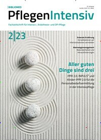 Titelbild der Ausgabe 2/2023 von PflegenIntensiv. Diese Zeitschrift und viele weitere Pflegezeitschriften und medizinische Fachzeitschriften als Abo oder epaper bei United Kiosk online kaufen.