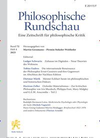 Titelbild der Ausgabe 1/2025 von Philosophische Rundschau (PhR). Diese Zeitschrift und viele weitere Wissenschaftsmagazine als Abo oder epaper bei United Kiosk online kaufen.