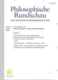 Titelbild der Ausgabe 1/2026 von Philosophische Rundschau (PhR). Diese Zeitschrift und viele weitere Wissenschaftsmagazine als Abo oder epaper bei United Kiosk online kaufen.