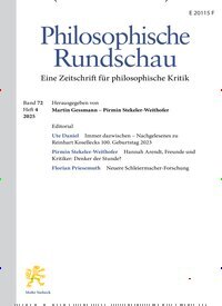 Titelbild der Ausgabe 4/2025 von Philosophische Rundschau (PhR). Diese Zeitschrift und viele weitere Wissenschaftsmagazine als Abo oder epaper bei United Kiosk online kaufen.