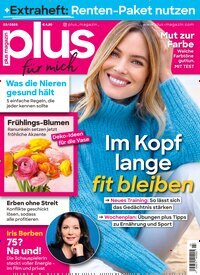 Titelbild der Ausgabe 3/2026 von plus Magazin. Diese Zeitschrift und viele weitere Frauenzeitschriften als Abo oder epaper bei United Kiosk online kaufen.