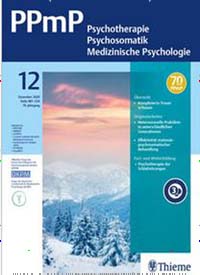Titelbild der Ausgabe 12/2020 von PPmP - Psychotherapie, Psychosomatik, Medizinische Psychologie. Diese Zeitschrift und viele weitere Pflegezeitschriften und medizinische Fachzeitschriften als Abo oder epaper bei United Kiosk online kaufen.
