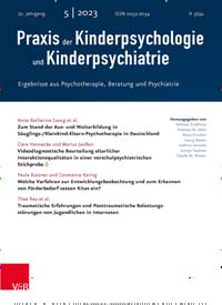 Titelbild der Ausgabe 5/2023 von Praxis der Kinderpsychologie und Kinderpsychiatrie. Diese Zeitschrift und viele weitere Pflegezeitschriften und medizinische Fachzeitschriften als Abo oder epaper bei United Kiosk online kaufen.