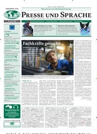 Titelbild der Ausgabe 9/2025 von Presse und Sprache. Diese Zeitschrift und viele weitere Reisemagazine, Freizeitmagazine und Wissensmagazine als Abo oder epaper bei United Kiosk online kaufen.