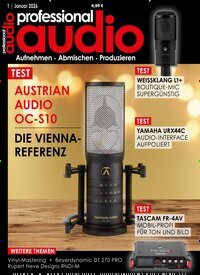 Titelbild der Ausgabe 1/2026 von professional audio. Diese Zeitschrift und viele weitere Audiomagazine, Filmmagazine und Fotozeitschriften als Abo oder epaper bei United Kiosk online kaufen.
