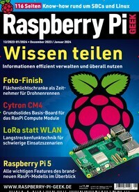 Titelbild der Ausgabe 1/2024 von Raspberry Pi Geek. Diese Zeitschrift und viele weitere Computerzeitschriften, Tabletmagazine und Smartphonemagazine als Abo oder epaper bei United Kiosk online kaufen.