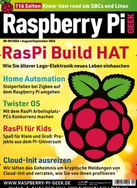 Titelbild der Ausgabe 9/2026 von Raspberry Pi Geek. Diese Zeitschrift und viele weitere Computerzeitschriften, Tabletmagazine und Smartphonemagazine als Abo oder epaper bei United Kiosk online kaufen.