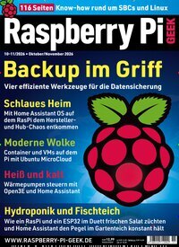 Titelbild der Ausgabe 11/2026 von Raspberry Pi Geek. Diese Zeitschrift und viele weitere Computerzeitschriften, Tabletmagazine und Smartphonemagazine als Abo oder epaper bei United Kiosk online kaufen.