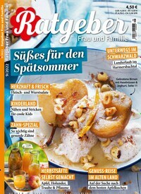 Titelbild der Ausgabe 9/2022 von Ratgeber Frau und Familie. Diese Zeitschrift und viele weitere Frauenzeitschriften als Abo oder epaper bei United Kiosk online kaufen.