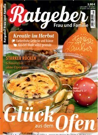Titelbild der Ausgabe 10/2020 von Ratgeber Frau und Familie. Diese Zeitschrift und viele weitere Frauenzeitschriften als Abo oder epaper bei United Kiosk online kaufen.